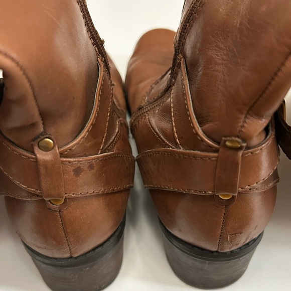 Bandolino Brown Leather Heeled Zipper Riding Boots with Buckle Size 7.5 - Picture 8 of 16